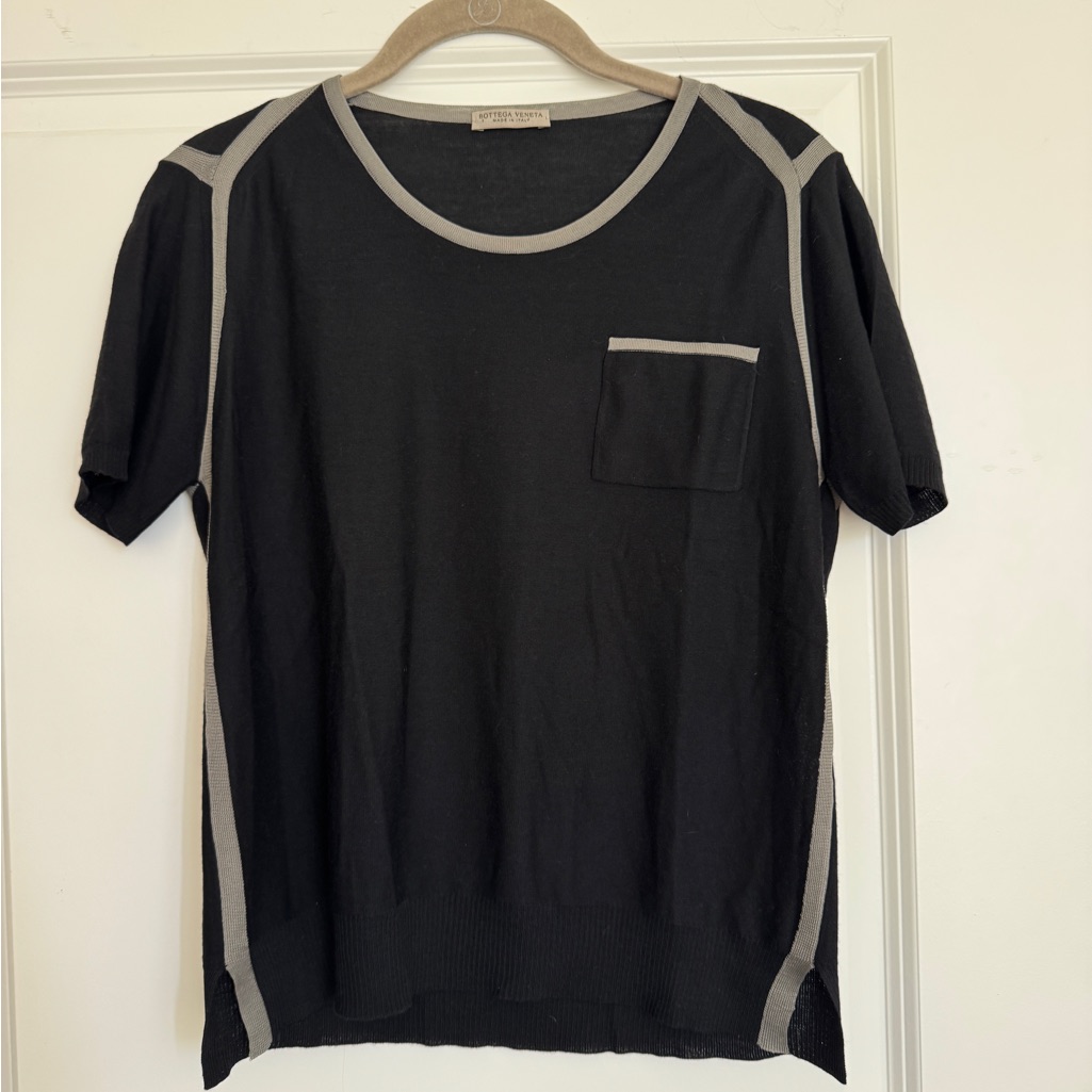Bottega Veneta Knit Cotton Blend Short Sleeve Size 46